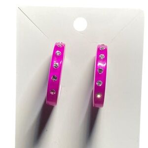 ✨3 for $12✨ Pink Rhinestone Half-Hoop Earrings